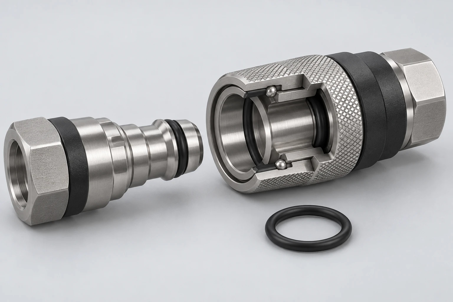 Minh họa ứng dụng cutaway gốc của các giao diện kết nối nhanh và làm kín thông thường